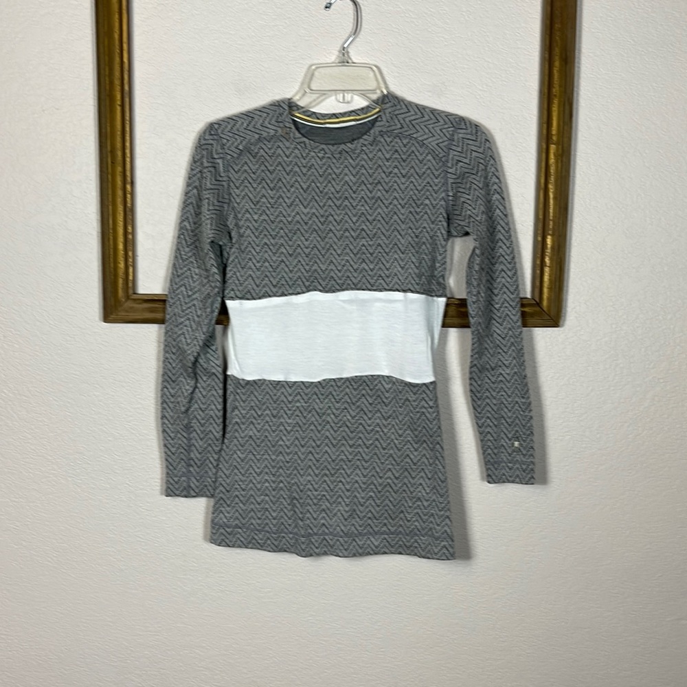 SmartWool Colorblock Zig Zag Gray & White BaseLayer Size Small